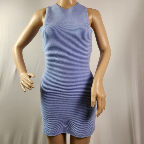 Abercrombie & Fitch Scuba Cross-Back Elevated Ribbed Knit Dress Small Light Blue - Picture 1 of 7